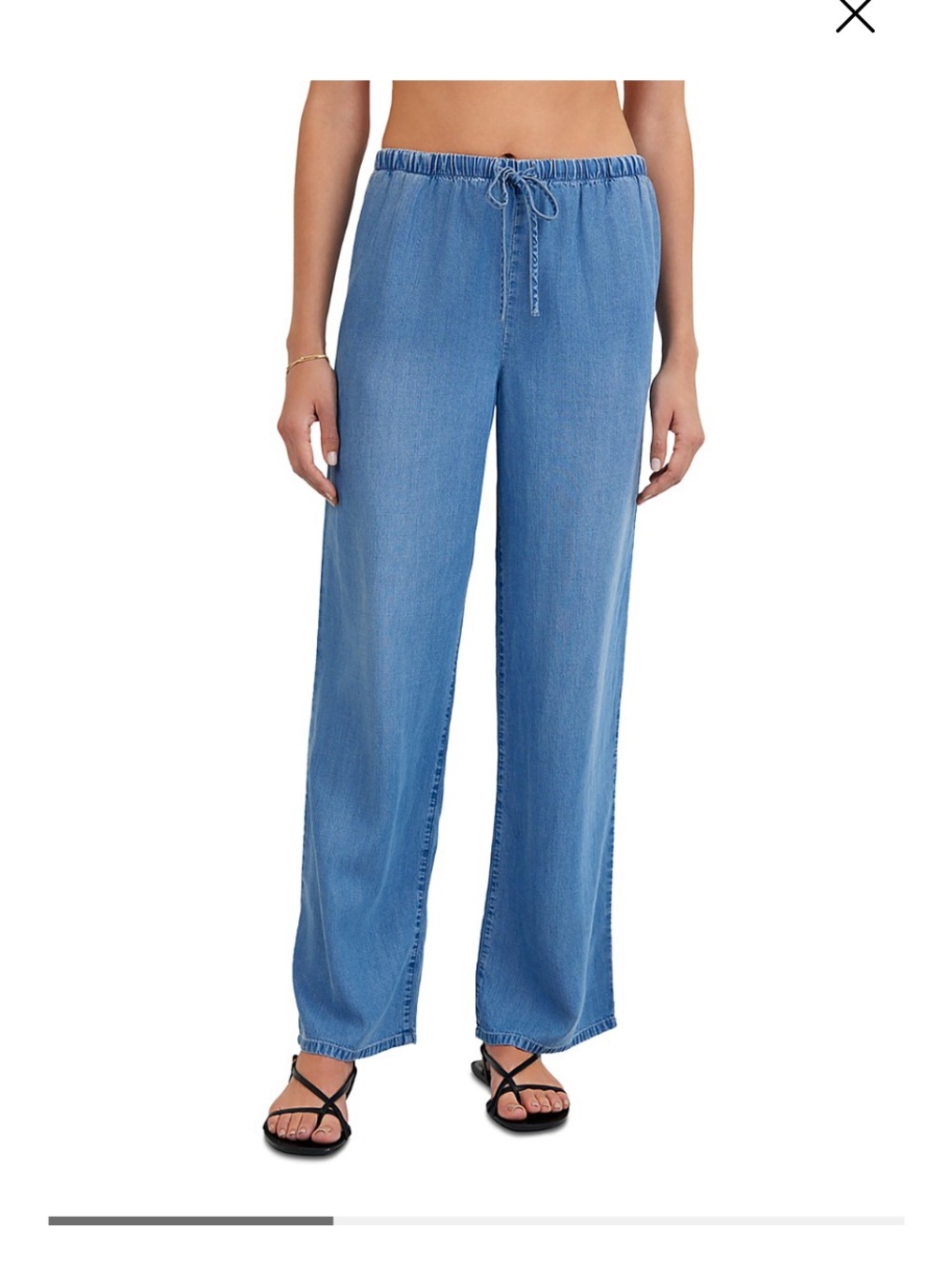bella dahl Pull-On Wide Leg Chambray Pants Blue XS